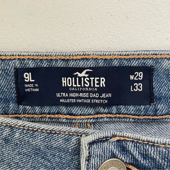 Hollister Ultra High-Rise Dad Jean Medium Wash Vintage Stretch‎ 9L - Picture 11 of 14